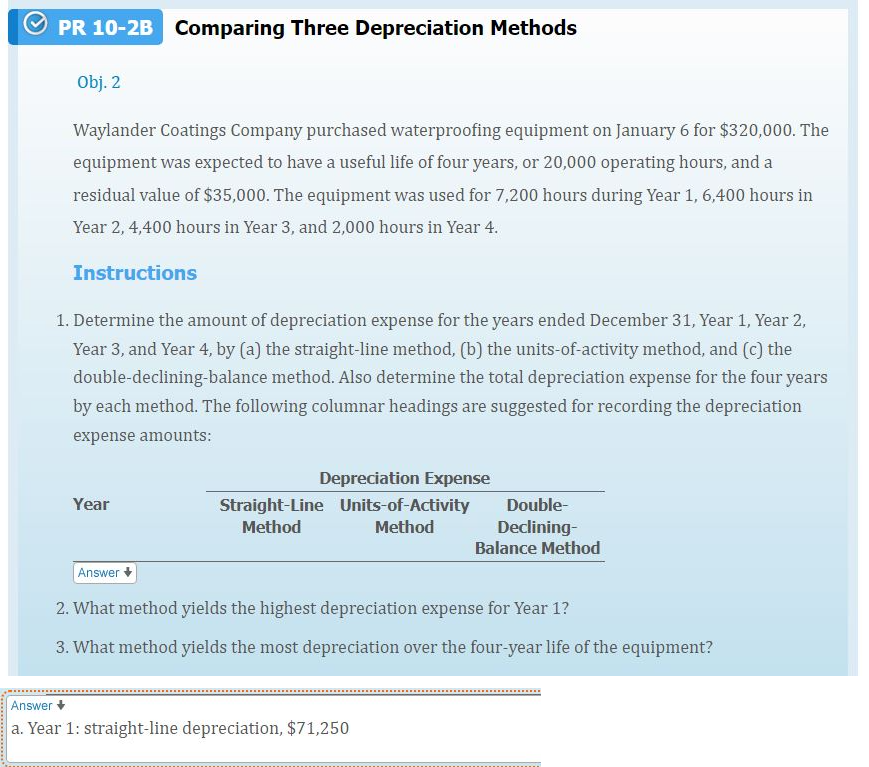 Solved PR 10-2B Comparing Three Depreciation Methods Obj. 2 | Chegg.com