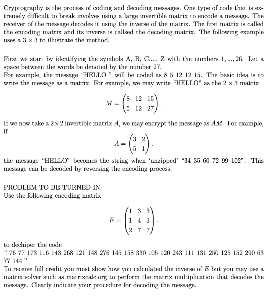 Solved Cryptography Is The Process Of Coding And Decoding | Chegg.com