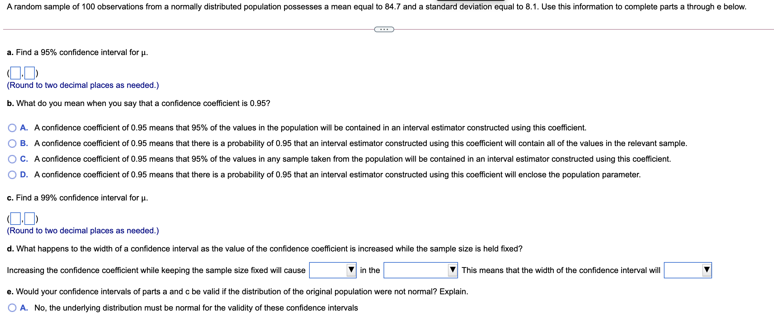 Solved A Random Sample Of 100 Observations From A Normally | Chegg.com