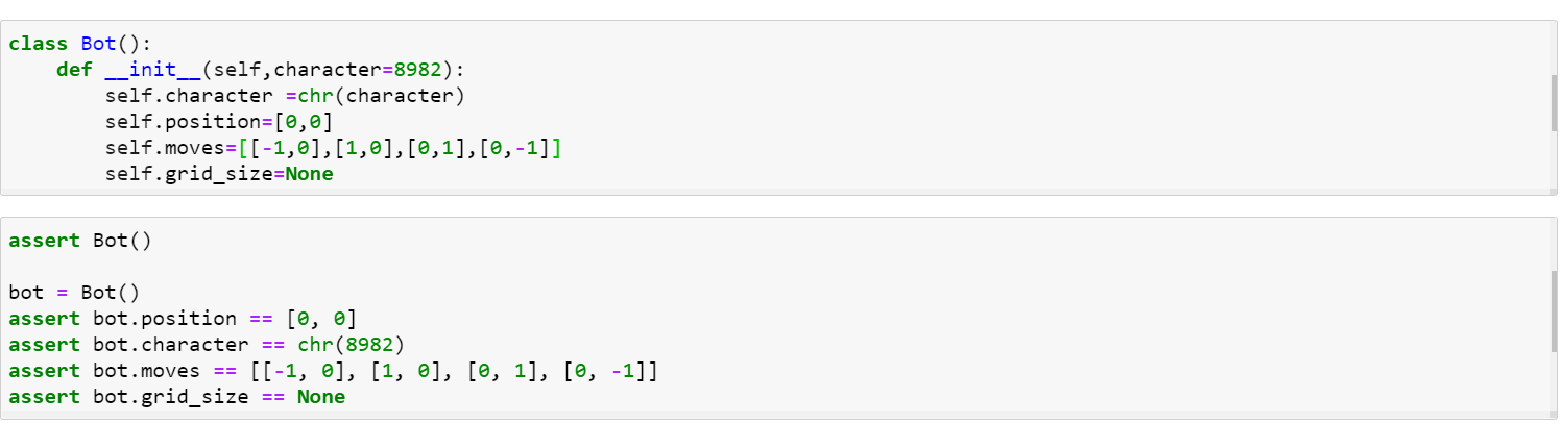 class Bot(): def __init__(self, character=8982): | Chegg.com
