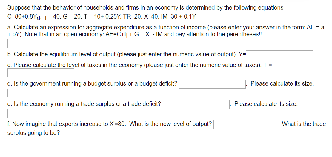 Solved Suppose That The Behavior Of Households And Firms Chegg Com