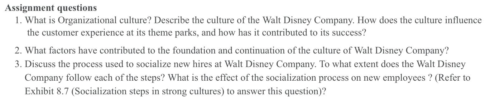 walt disney company organizational culture