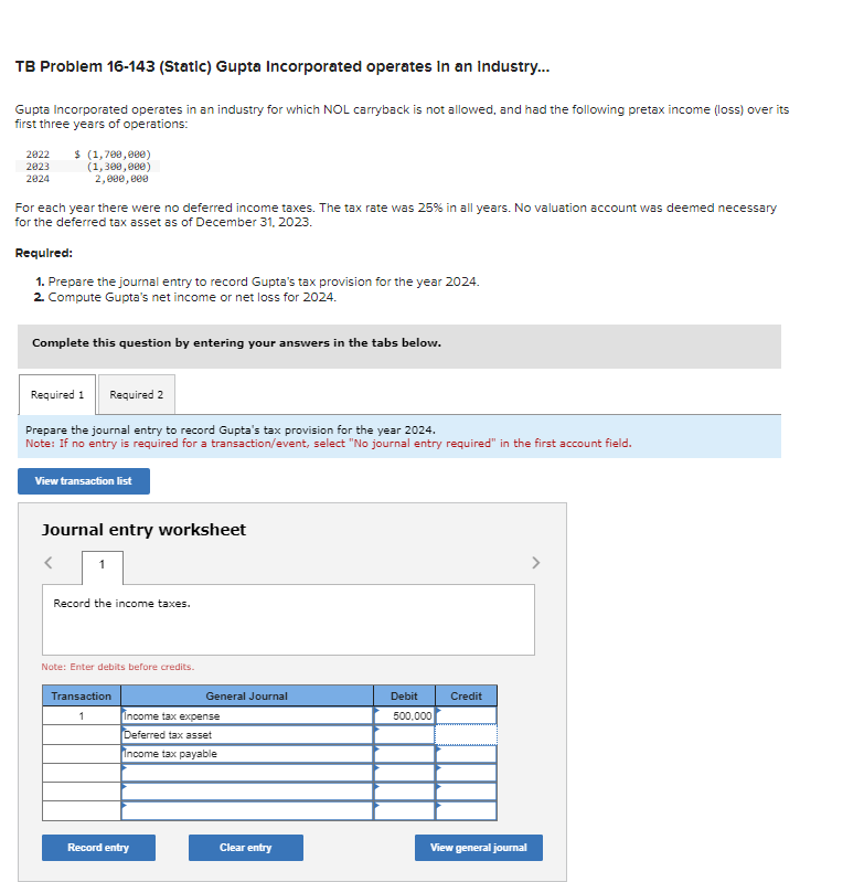 Solved TB Problem 16-143 (Static) Gupta Incorporated | Chegg.com