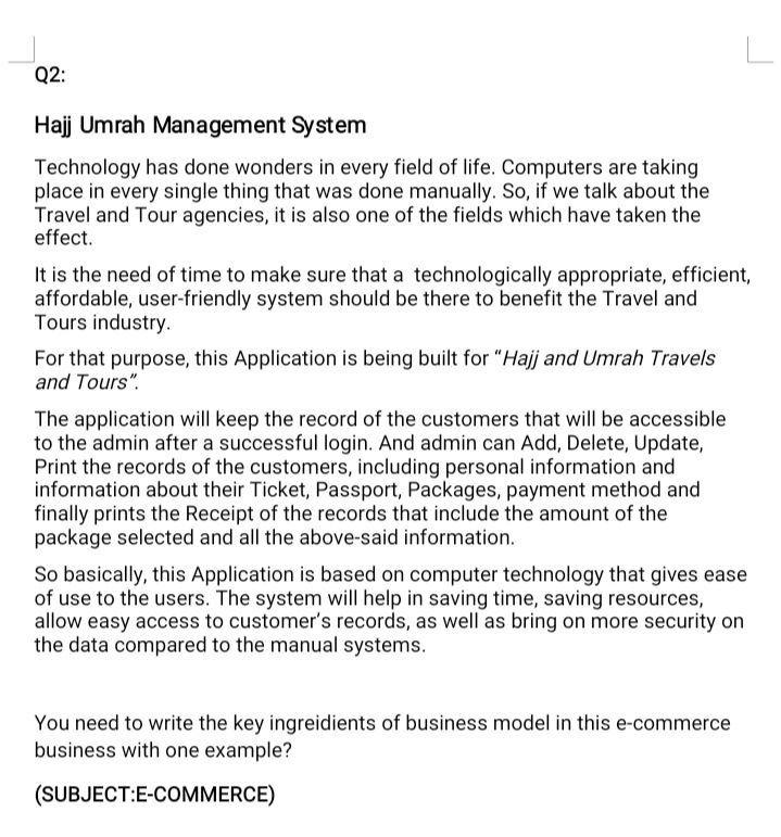 Q2 Hajj Umrah Management System Technology Has Done Chegg Com