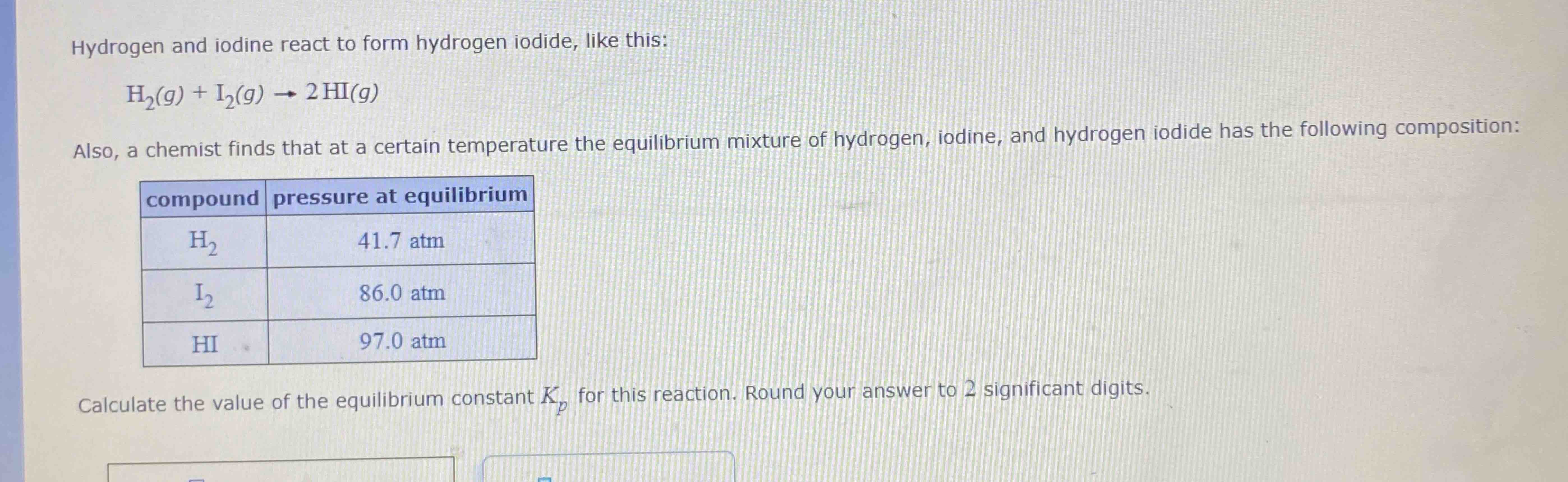 Solved Hydrogen and iodine react to form hydrogen iodide, | Chegg.com