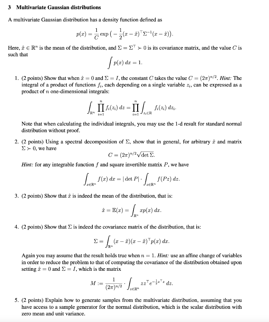 3 Multivariate Gaussian Distributions A Multivariate Chegg Com