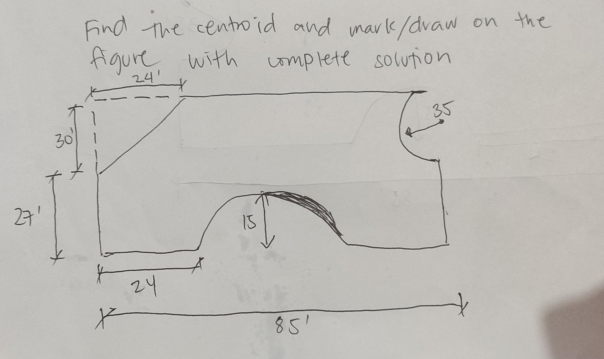 Solved Find the centroid and mark/draw on the figure with | Chegg.com