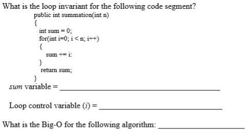Solved What is the loop invariant for the following code | Chegg.com