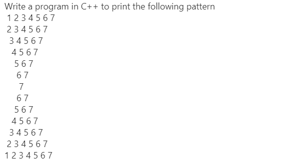 Solved Write a program in C++ to print the following pattern | Chegg.com