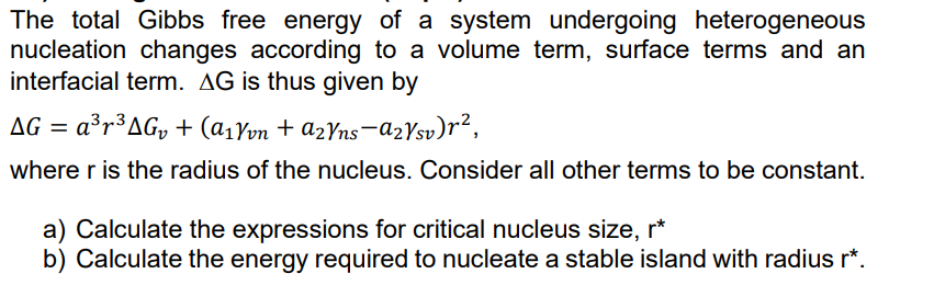 The total Gibbs free energy of a system undergoing | Chegg.com