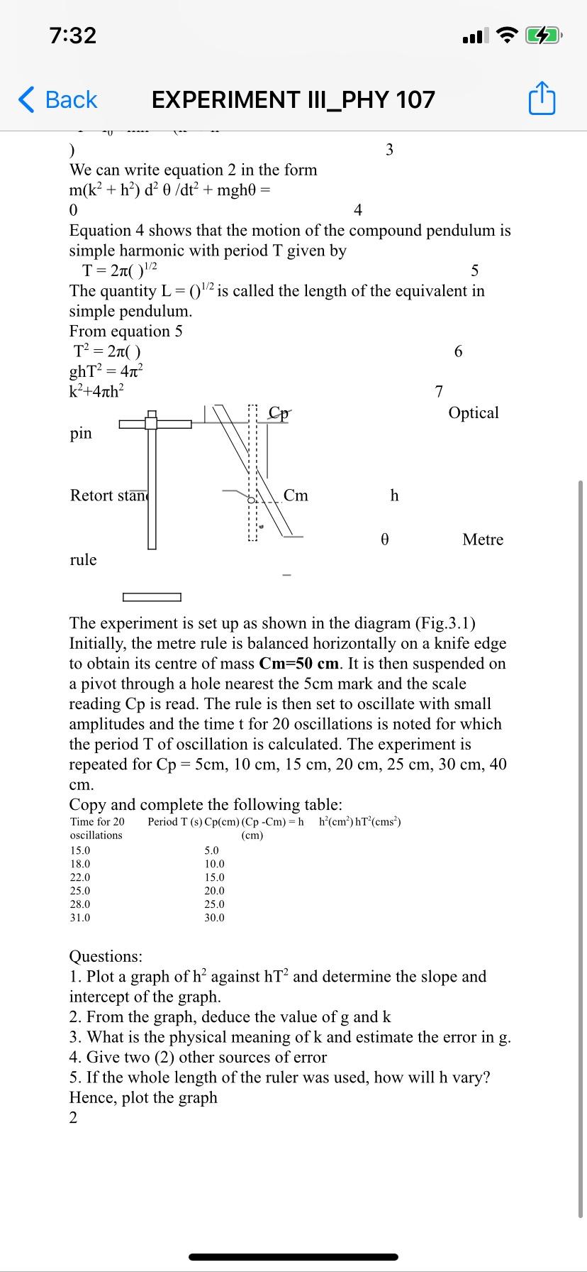 compound pendulum