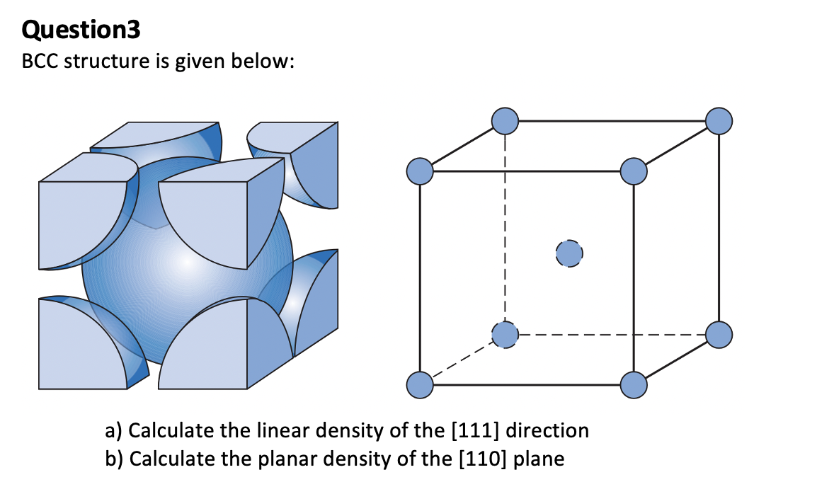 Solved Question3 BCC structure is given below: a) Calculate | Chegg.com