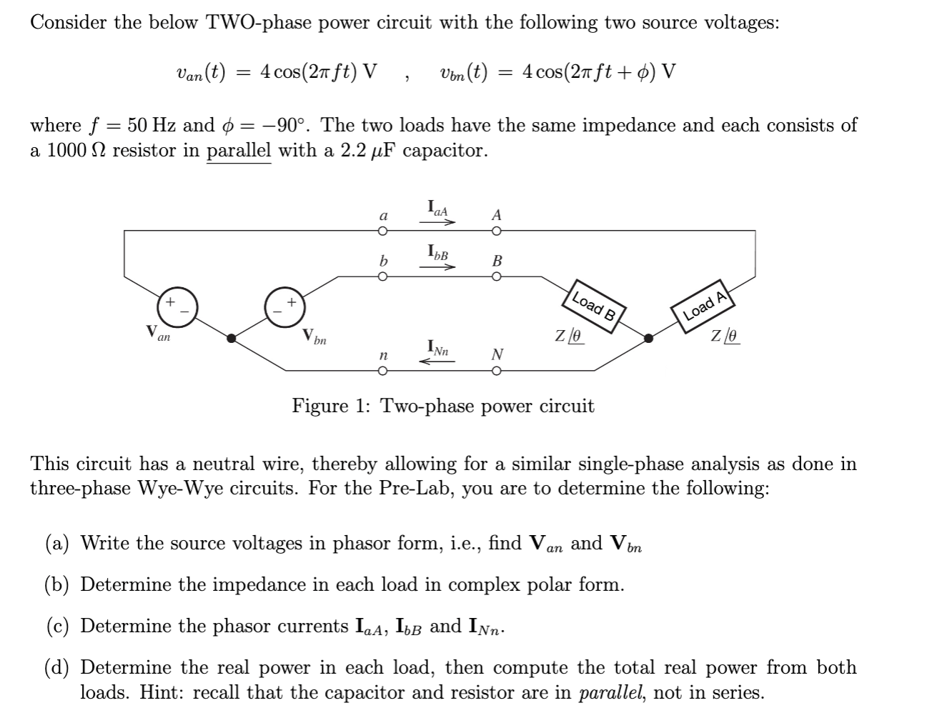 Solved Consider the below TWO-phase power circuit with the | Chegg.com
