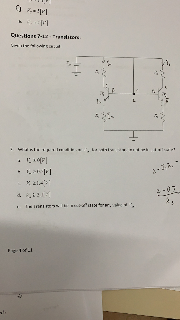 Solved Questions 7 12 Transistors Given The Following 2802