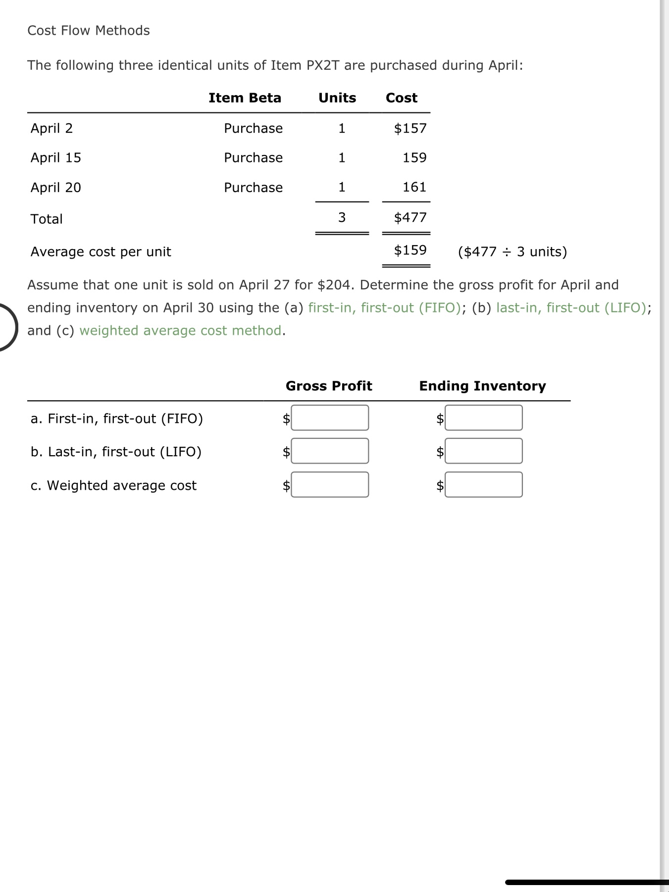 Solved Cost Flow Methods The following three identical units | Chegg.com
