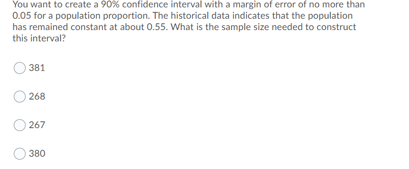 Solved You Want To Create A 90 Confidence Interval With A Chegg