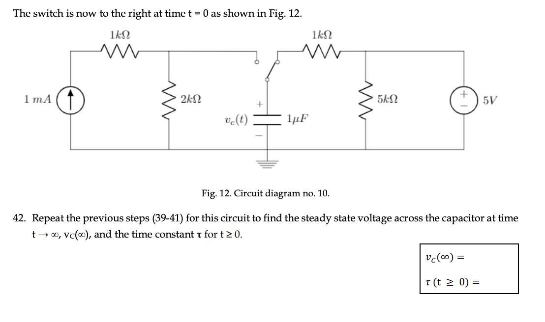 Solved 43. Using the initial capacitor voltage vc(0), final | Chegg.com