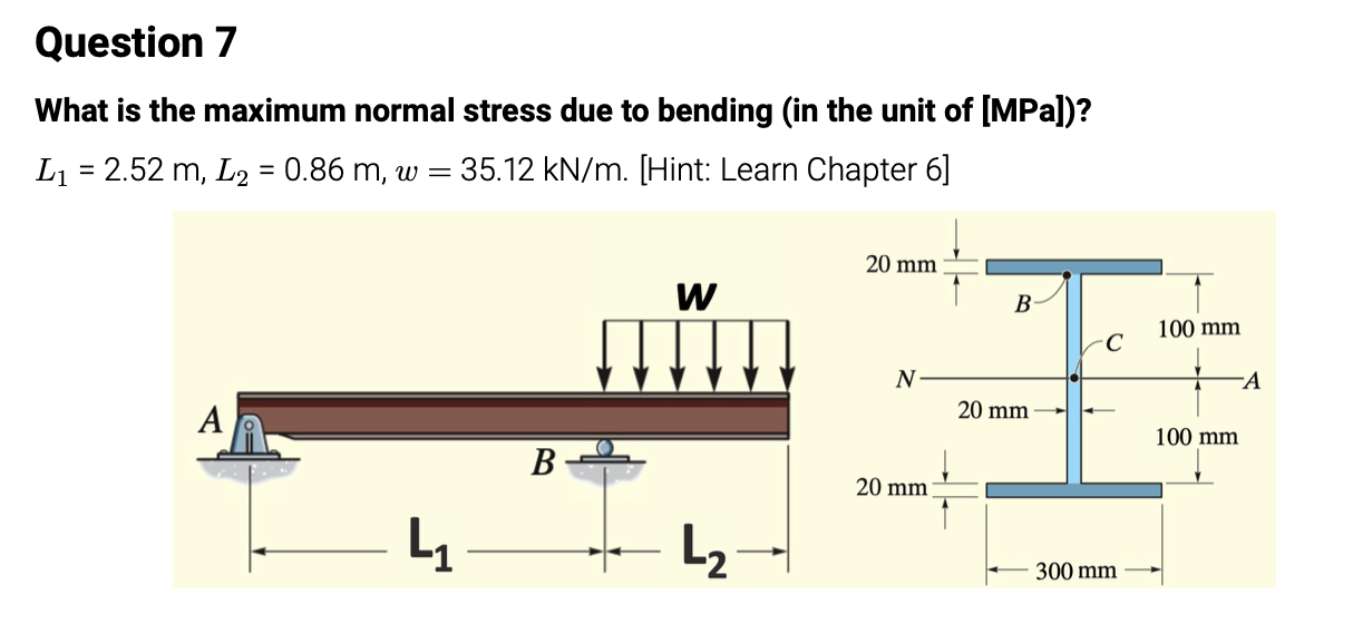 Solved What is the maximum normal stress due to bending (in | Chegg.com