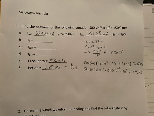 Solved 1. Find the answers for the following equation | Chegg.com