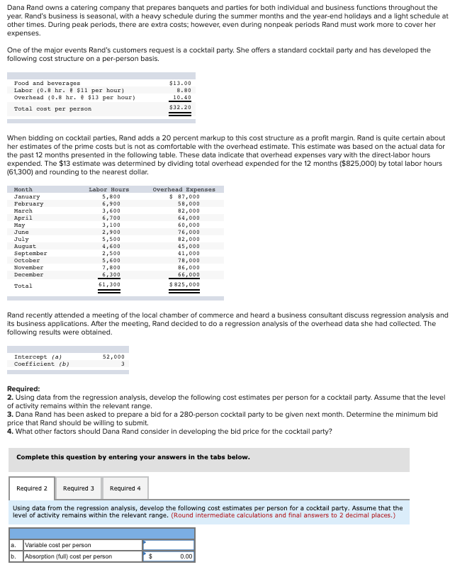 Solved Dana Rand owns a catering company that prepares | Chegg.com
