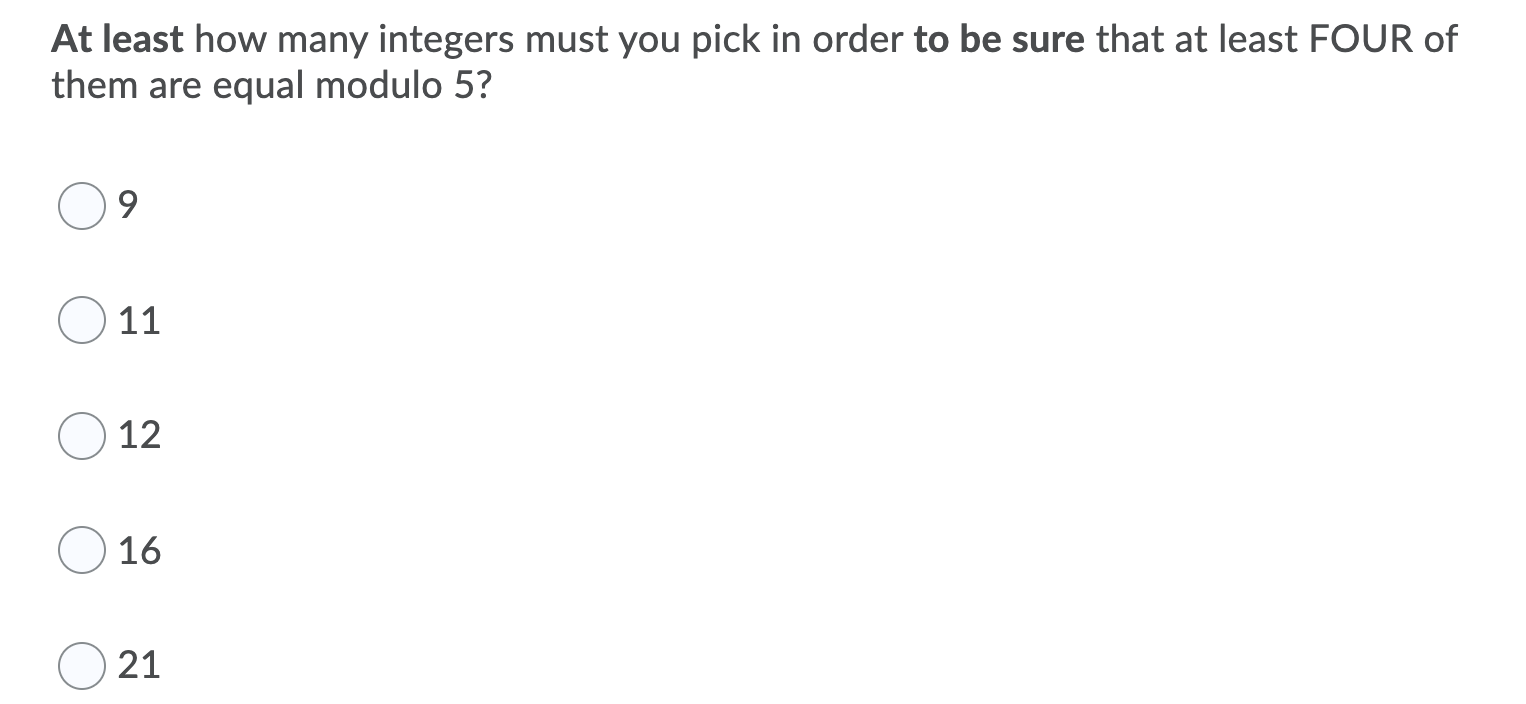 Solved At least how many integers must you pick in order to | Chegg.com