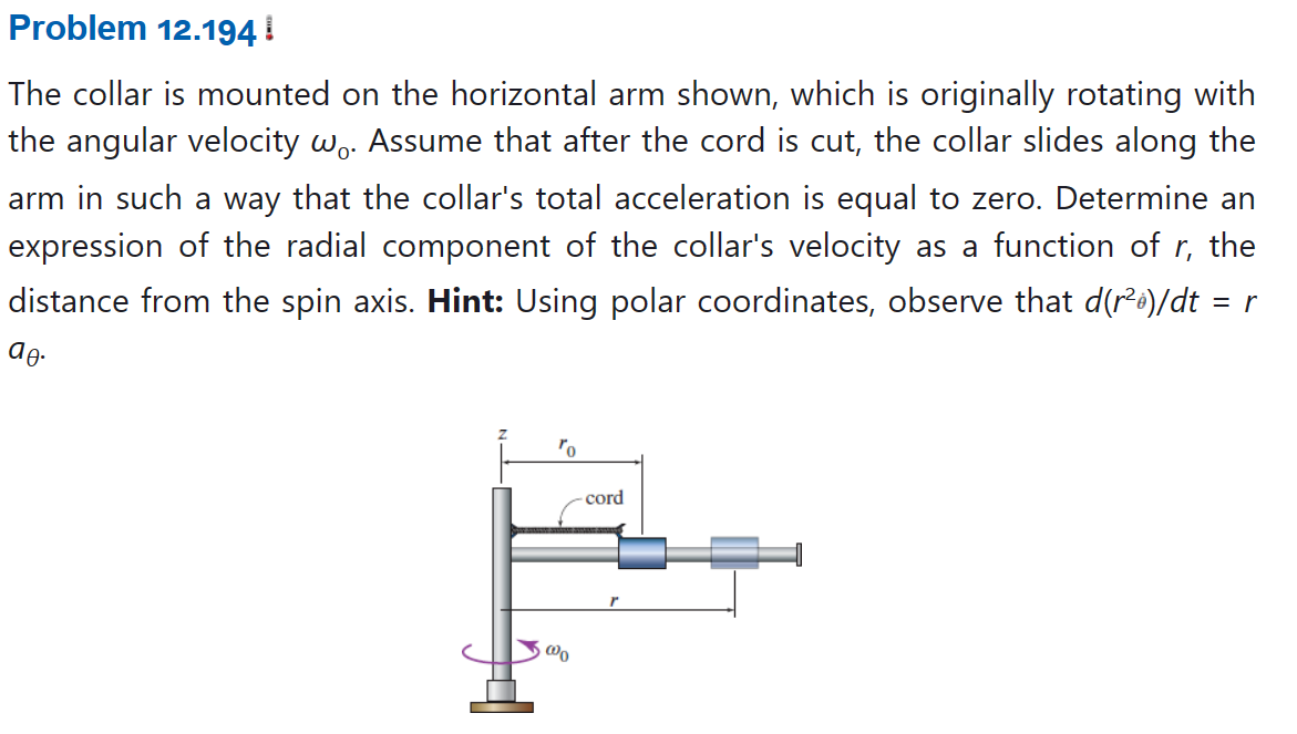 Solved The collar is mounted on the horizontal arm shown,