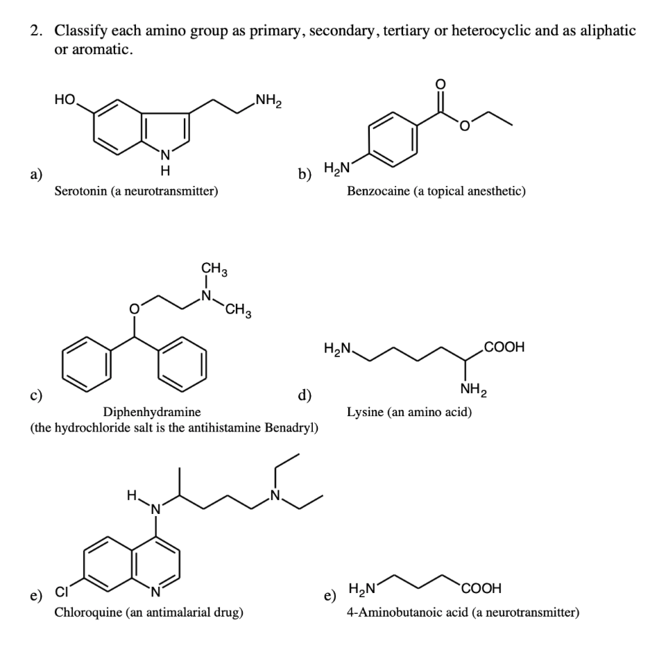 Solved 2 Classify Each Amino Group As Primary Secondary