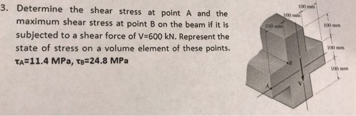 Solved Determine the shear stress at point A and the maximum | Chegg.com