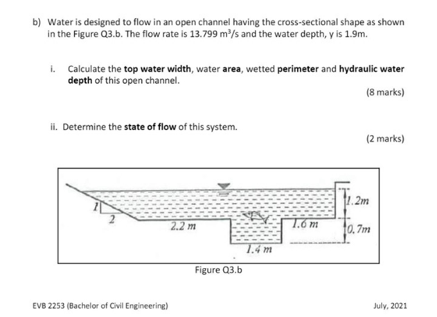 Solved B) Water Is Designed To Flow In An Open Channel | Chegg.com