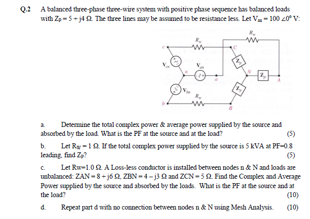 Solved A balanced three-phase three-wire system with | Chegg.com