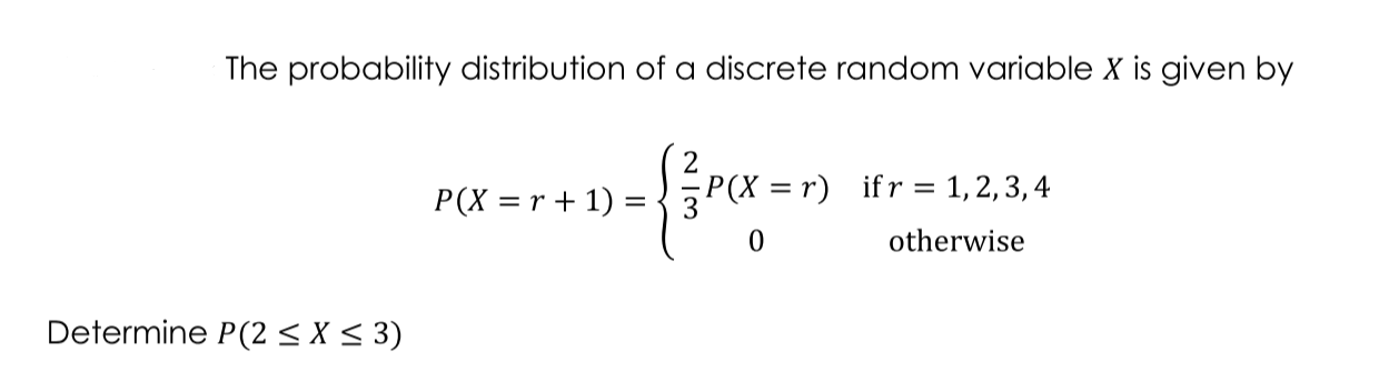 Solved The probability distribution of a discrete random | Chegg.com