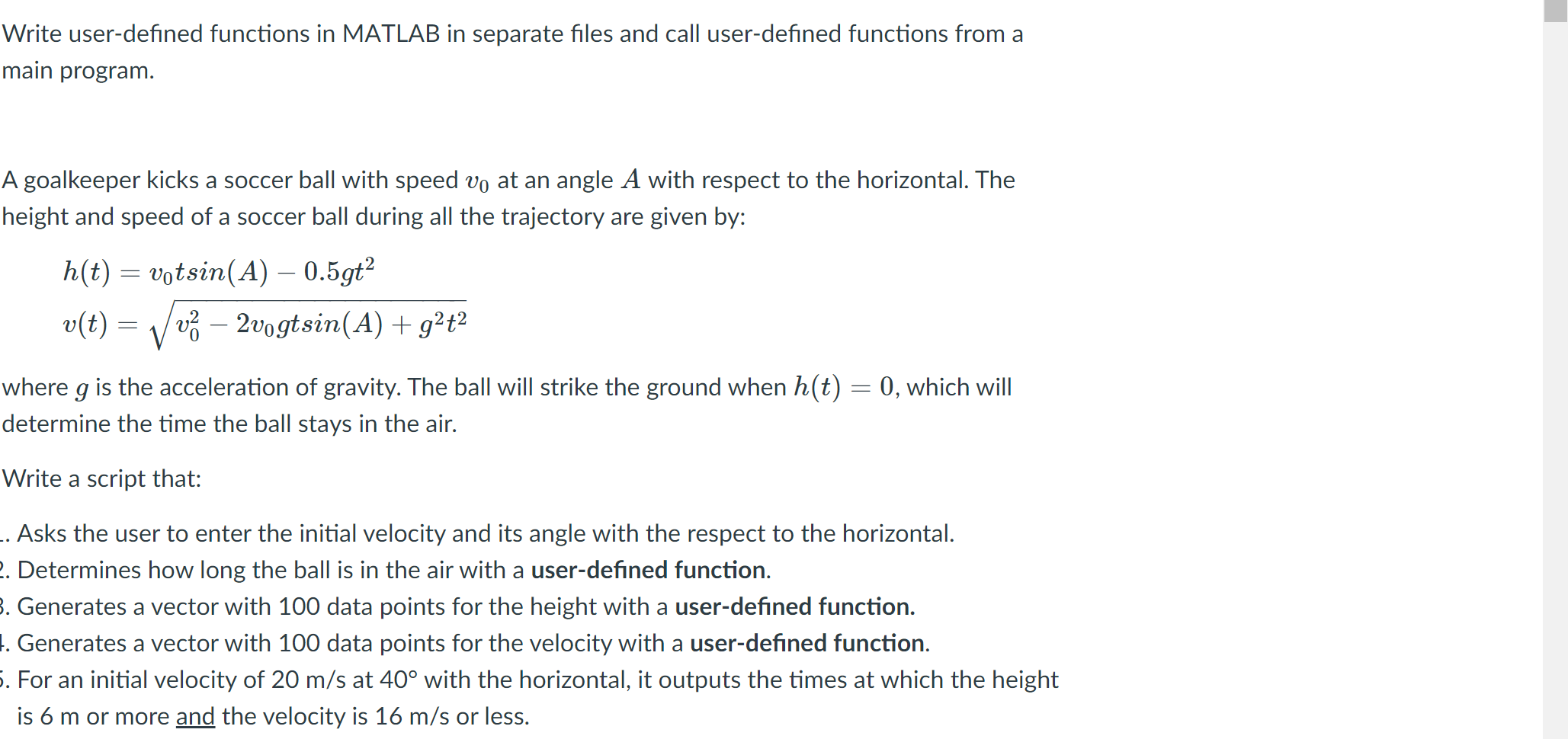 Solved Write user-defined functions in MATLAB in separate | Chegg.com
