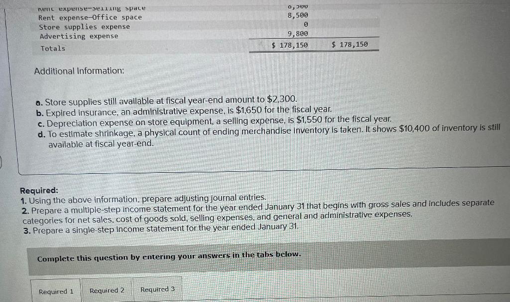 Solved The following unadjusted trial balance is prepared at | Chegg.com