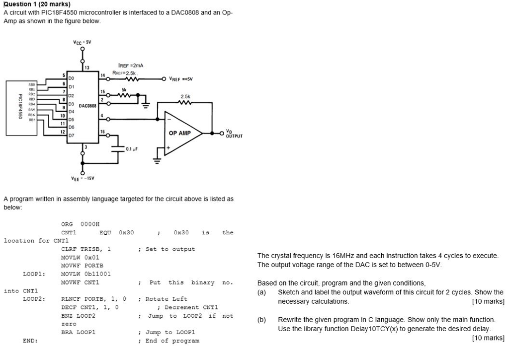 Question 1 (20 Marks) A Circuit With PIC18F4550 | Chegg.com