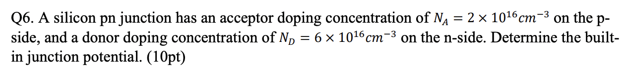Solved part 2) If 𝑁𝐴 or 𝑁𝐷 is increased or decreased by | Chegg.com