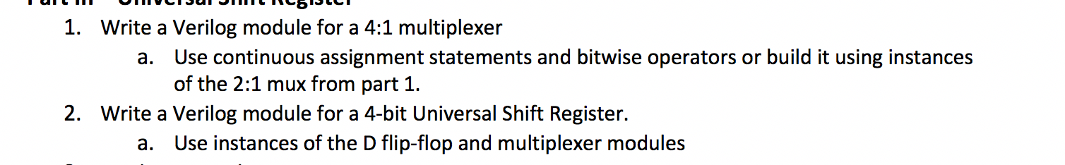 Solved 1. Write a Verilog module for a 4:1 multiplexer a. | Chegg.com