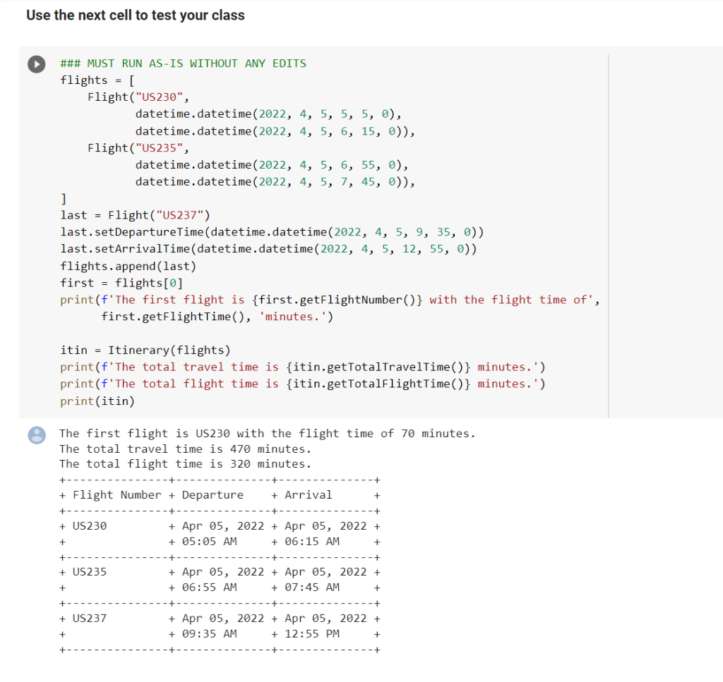 Solved Task 1 (7 points) - Flight Time Design two classes: | Chegg.com
