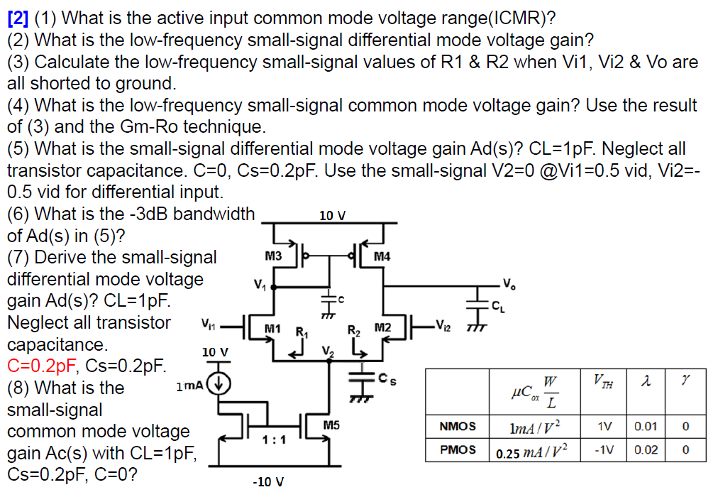 10 V [2] (1) What is the active input common mode