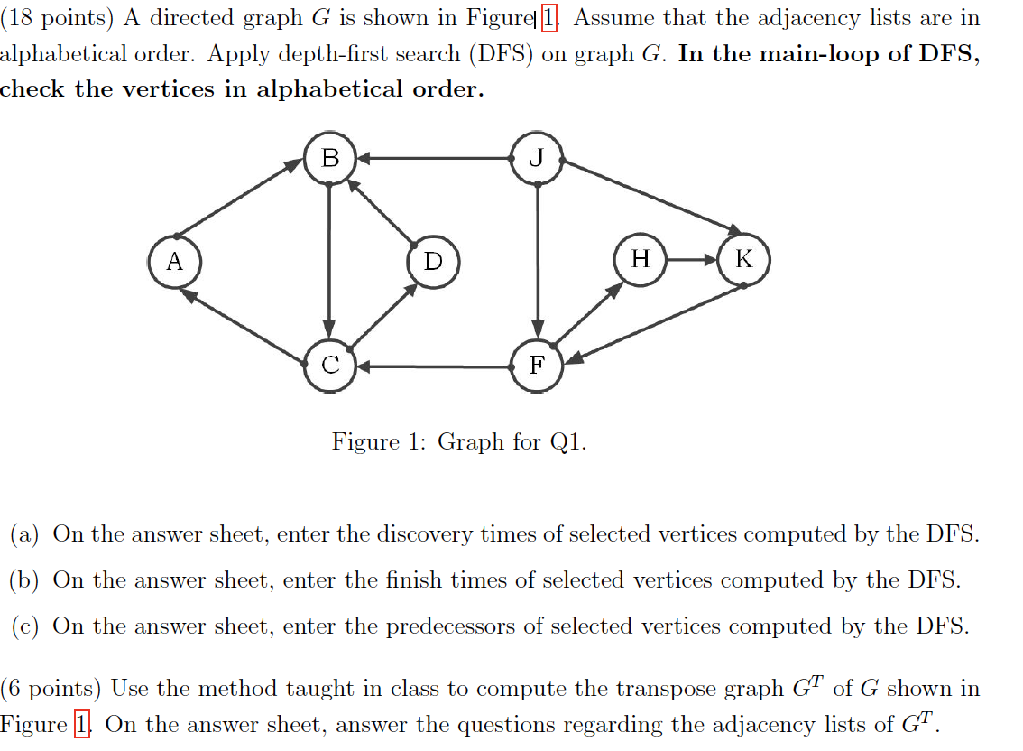 Solved (18 Points) A Directed Graph G Is Shown In Figurel 1 | Chegg.com