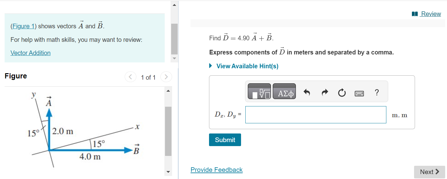 Solved (Figure 1) Shows Vectors A And B. For Help With Math | Chegg.com