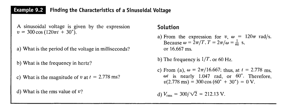 Solved A sinusoidal voltage is given by the expression | Chegg.com