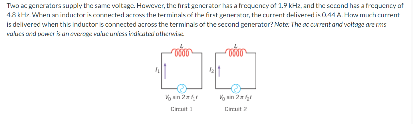 Solved Two ac generators supply the same voltage. However, | Chegg.com