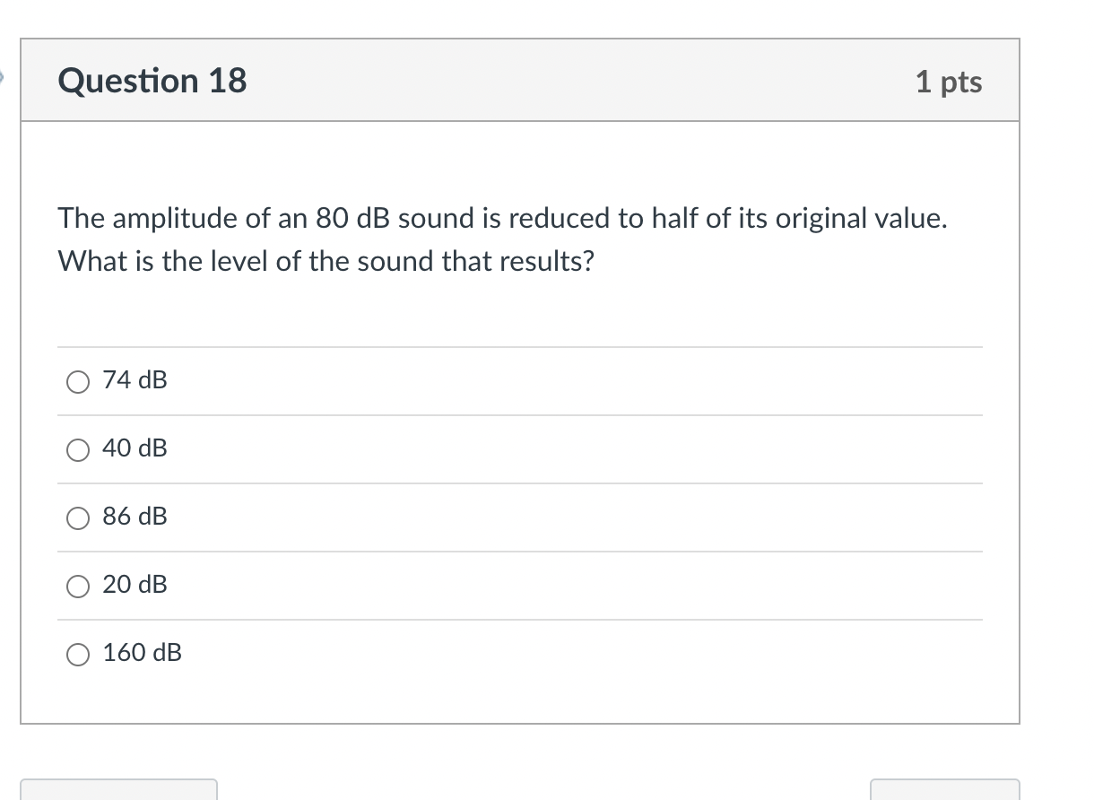 Solved The amplitude of an 80 dB sound is reduced to half of | Chegg.com