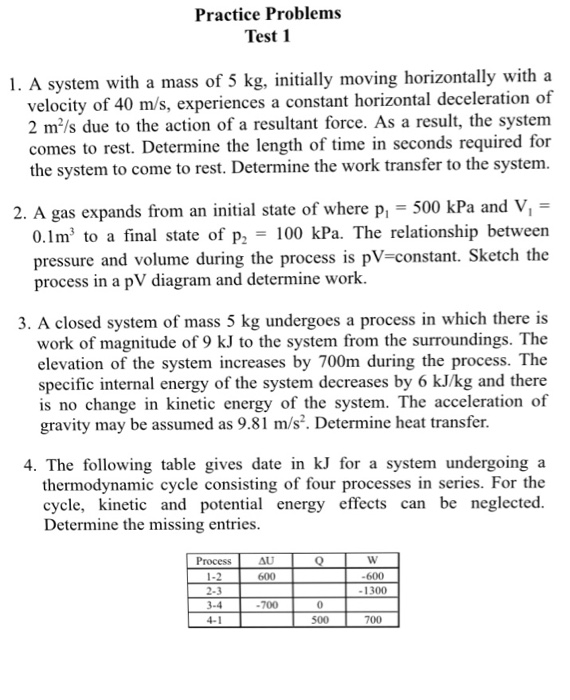 Solved A system with a mass of 5 kg, initially moving | Chegg.com