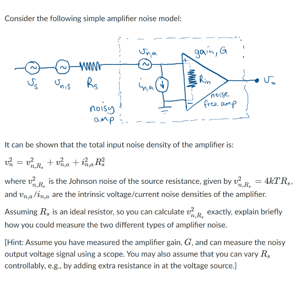 Solved Consider the following simple amplifier noise model: | Chegg.com