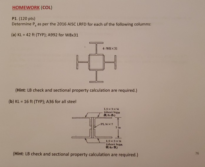 Solved Refer To Aisc Manual American Institute Of Steel Chegg Com