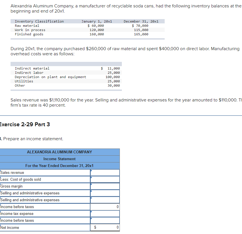 Solved Alexandria Aluminum Company, a manufacturer of