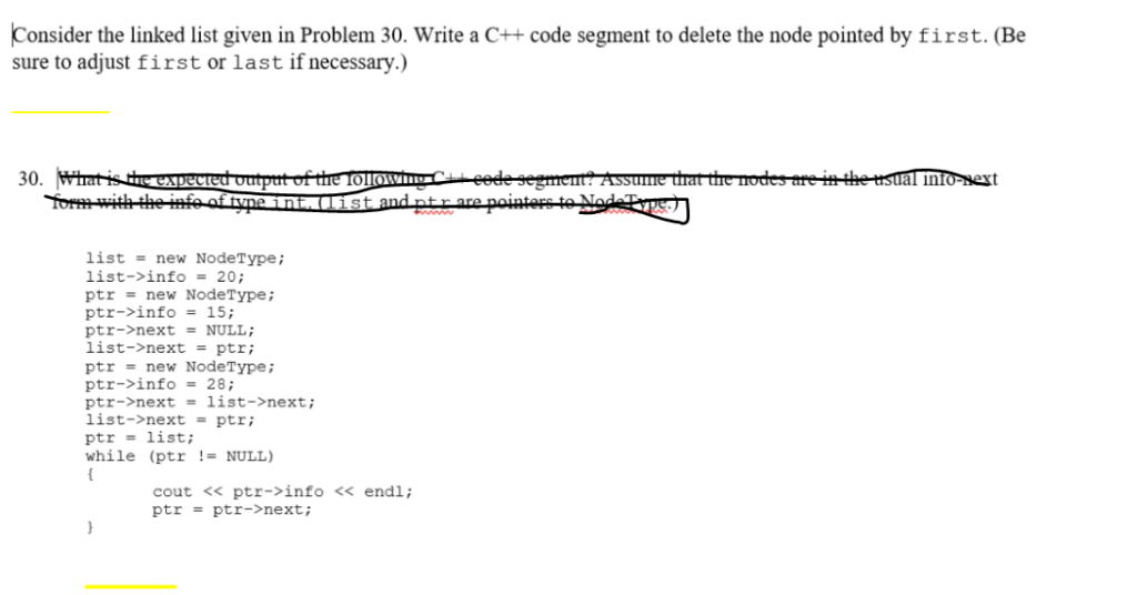 Solved Consider the linked list given in Problem 30. Write a | Chegg.com