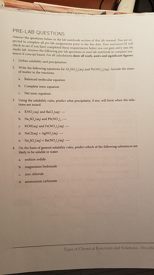 Solved PRE-LAB QUESTIONS Answer the questions below in the | Chegg.com