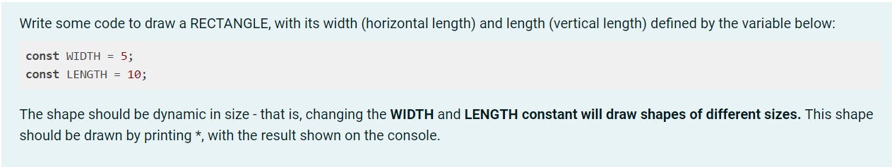 Solved Write some code to draw a RECTANGLE, with its width | Chegg.com